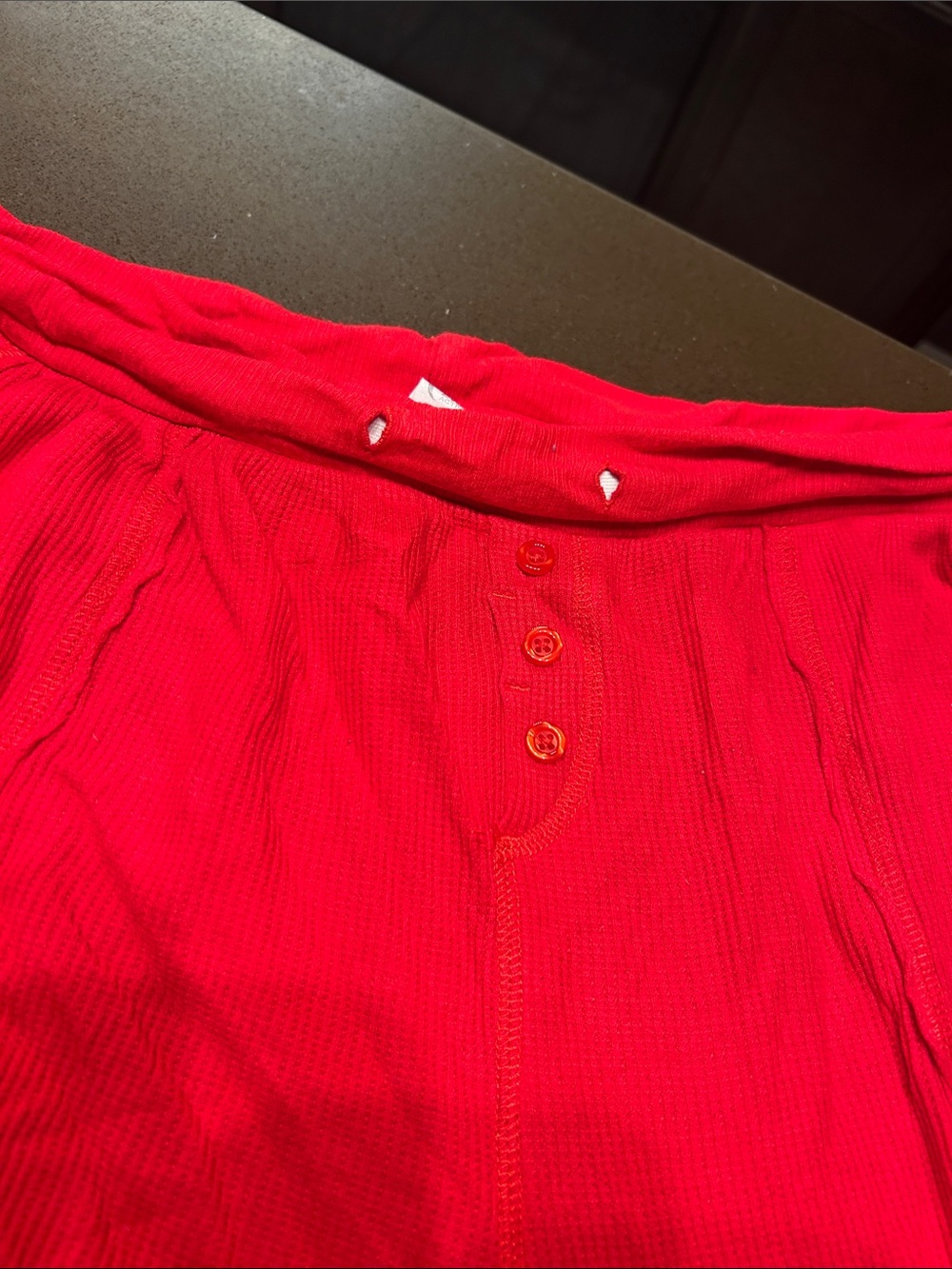 Red Ribbed Lounge Bottoms - Picture 2 of 4